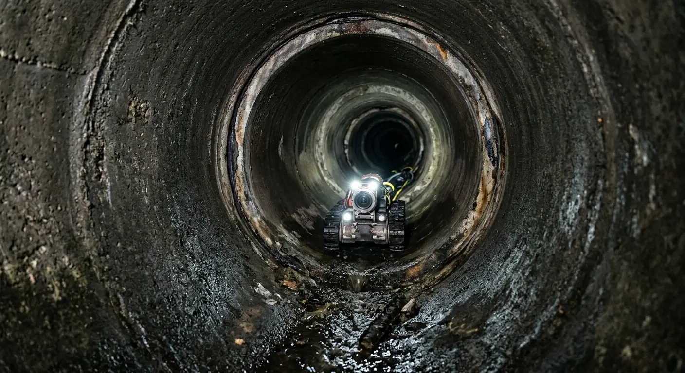 Robotic sewer camera inspecting pipe interior for Sewer Line Repair in Sheffield